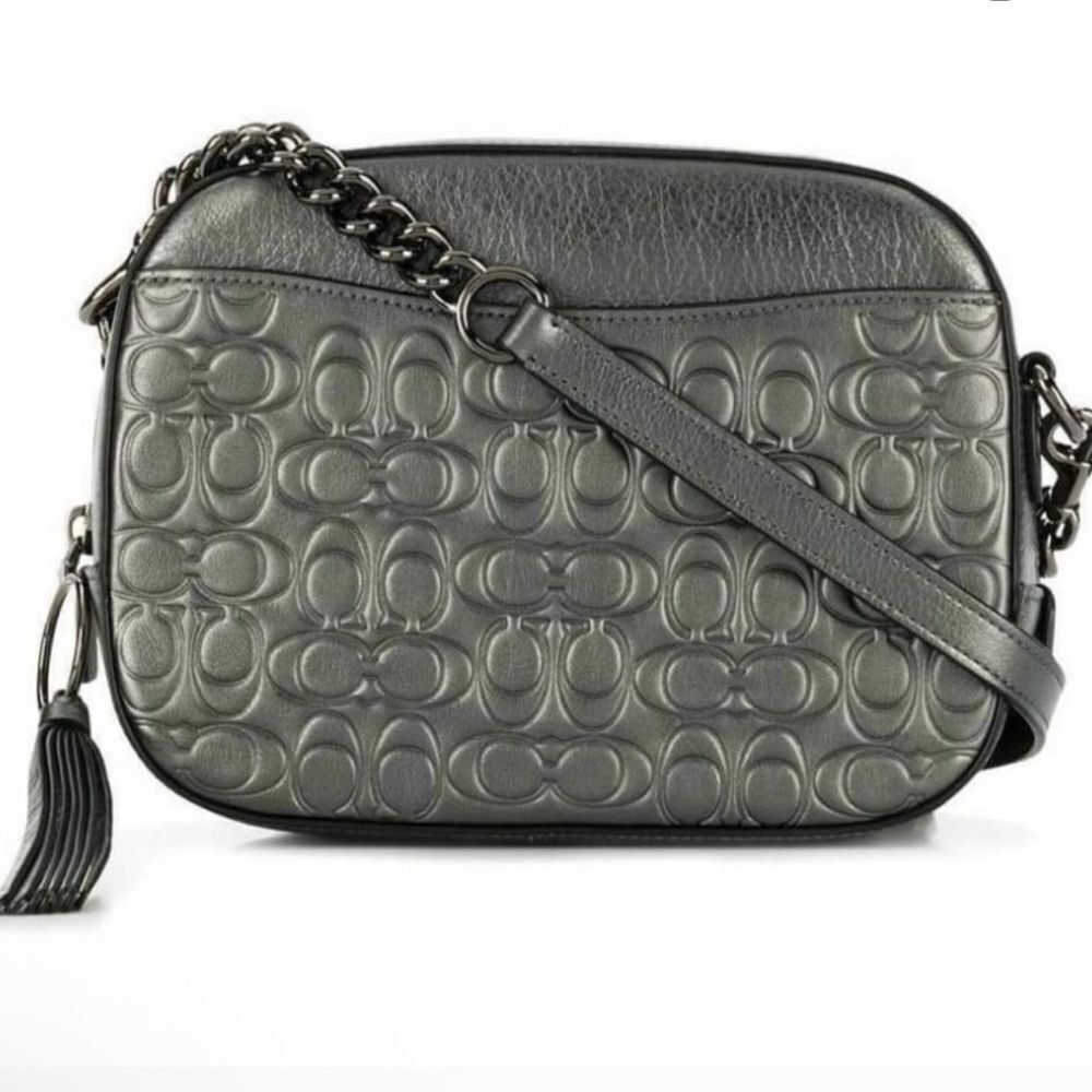 Coach Metallic Signature Embossed Metallic Leather Camera Bag Style 38627
